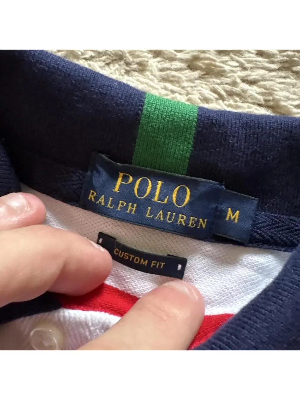 Insane striped American flag patch polo, Ralph Lauren rugby polo T-shirt.